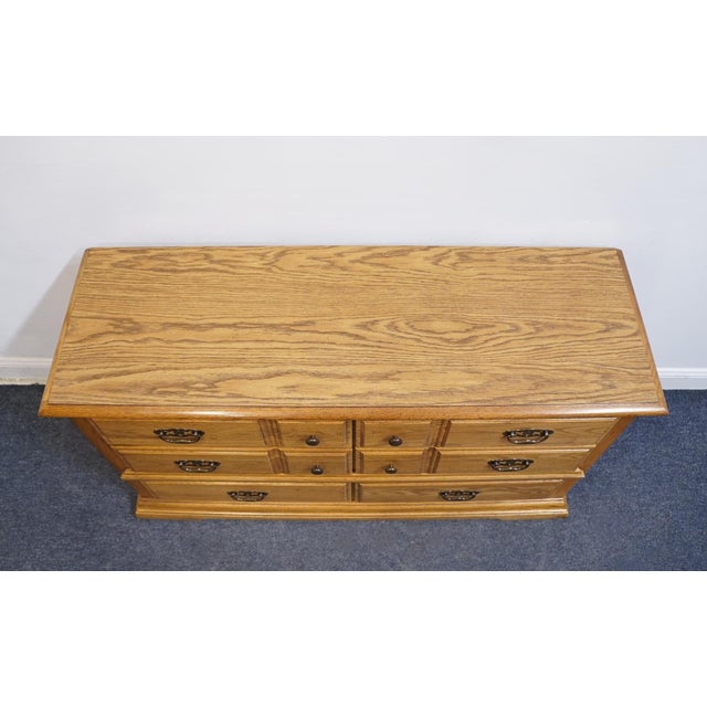 Broyhill Premier Early American Country Style Solid Oak 54" Double Dresser 6510-21 For Sale - Image 9 of 13