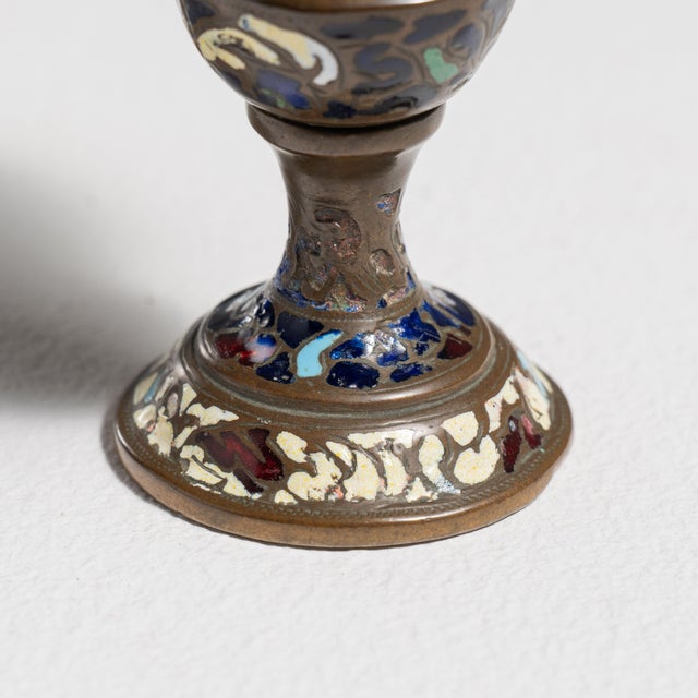 Chinese Pair of 20th Century Blue Chinese Cloisonné Vases For Sale - Image 3 of 15