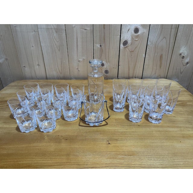 Glass Vannes Crystal Service with Decanter and Glasses, 1960s, Set of 22 For Sale - Image 7 of 7