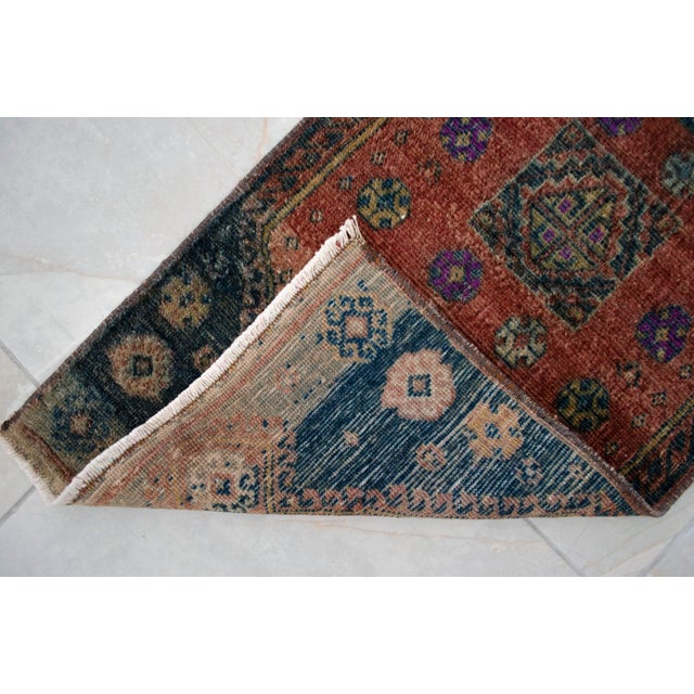 Hand Knotted Mat Rug Distressed Low Pile Petite Rug - 21'' X 37'' For Sale - Image 9 of 13