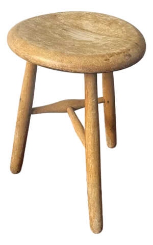 Swedish Vintage Wooden Three Legged Stool, Side Table, 1950s