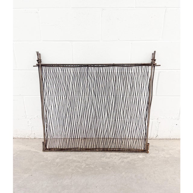 Brutalist Postmodern Hand-Forged Steel Iron Fireplace Screen and Tools For Sale - Image 10 of 14