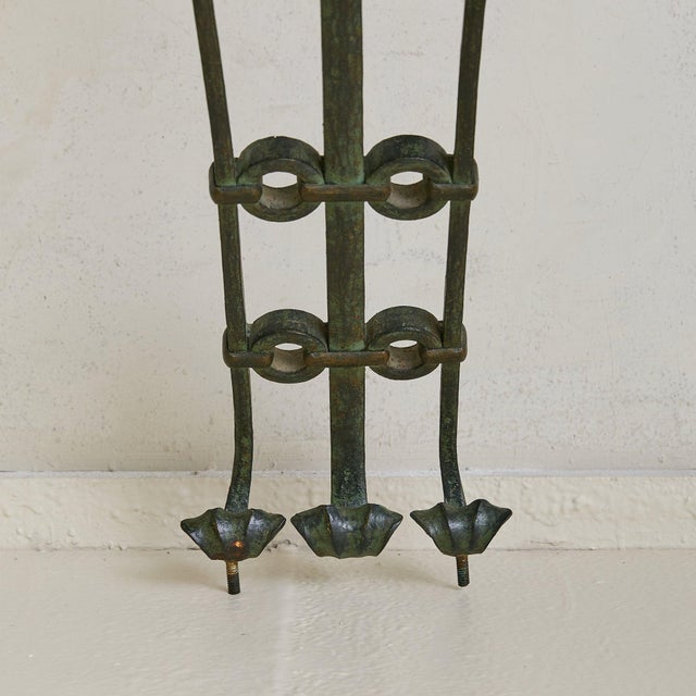 Metal French Verdigris Bronze + Black Marble Wall-Mounted Console, 1940s For Sale - Image 7 of 9