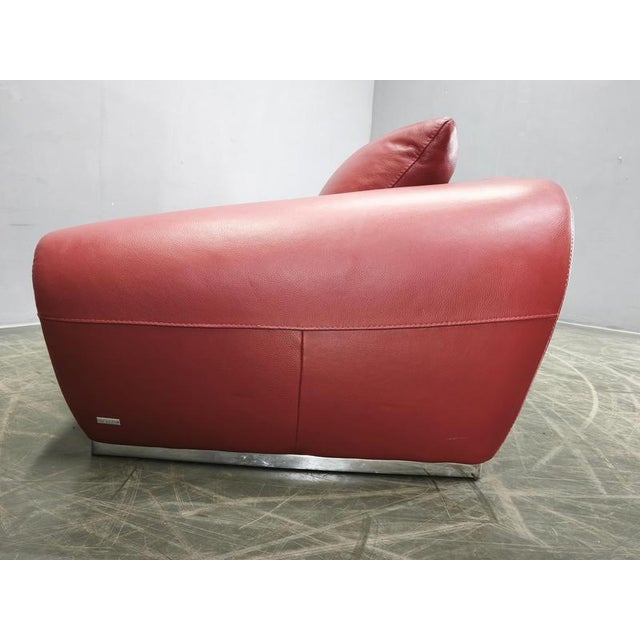 Italian Red Leather Sofa by Divanotti, Postmodern, 1990s For Sale - Image 6 of 18