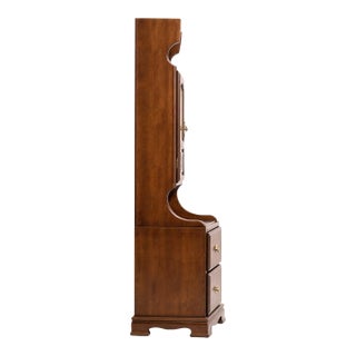 Antique Solid Oak Gentleman’s Nightstand Cabinet With Leaded Glass Door, C. 1910–1930 For Sale