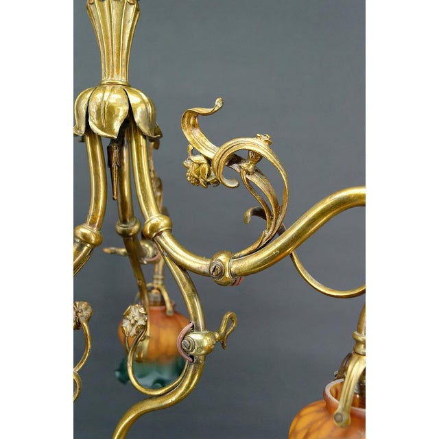 Art Nouveau Chandelier in Gilt Bronze, 1890 For Sale - Image 4 of 18
