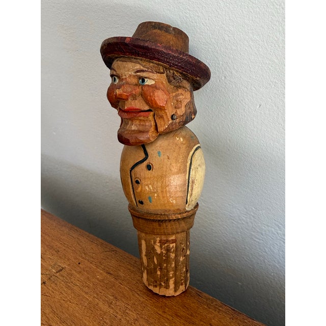 1920s Vintage Hand Carved Hand Painted Cork Screw For Sale - Image 6 of 10
