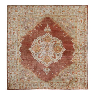 Zabihi Collection Antique Square Turkish Oushak Rug - 4'6" x 4'7" For Sale