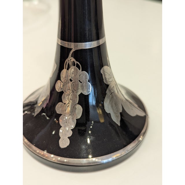 1940s Black Glass Candlesticks For Sale - Image 5 of 5