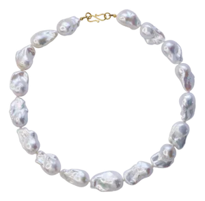 Extra Large White Baroque Pearl & 18k Gold Necklace II - By Bombyx House
