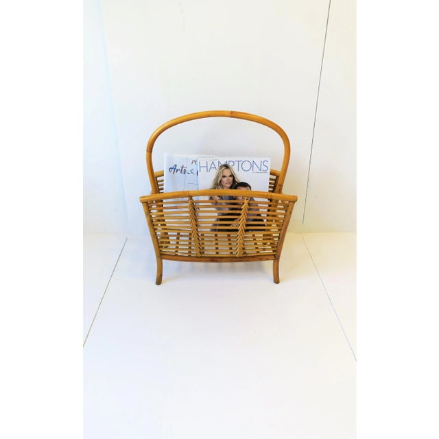 Wicker Rattan Bamboo Magazine Rack or Holder, Circa 1970s For Sale - Image 11 of 13