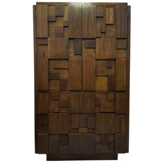 Mid-Century Paul Evans for Lane Brutalist Armoire For Sale