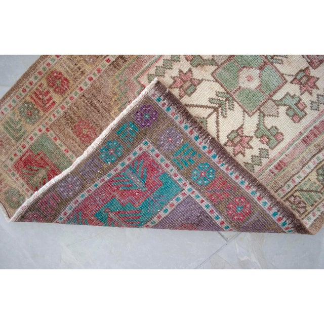 1970s Vintage Hand-Knotted Small Rug Muted Color Organic Wool Doormat Entry Decor 2x3 Ft Approx For Sale - Image 9 of 14