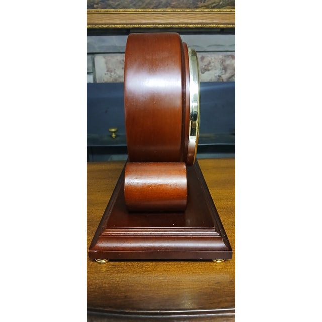 Traditional 1970s Bulova Walnut Mantel Clock, Model B1895 For Sale - Image 3 of 12