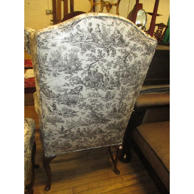 Mid-Century Modern Pair of George III Style Wingback Armchairs, Early 20th Century For Sale - Image 3 of 9