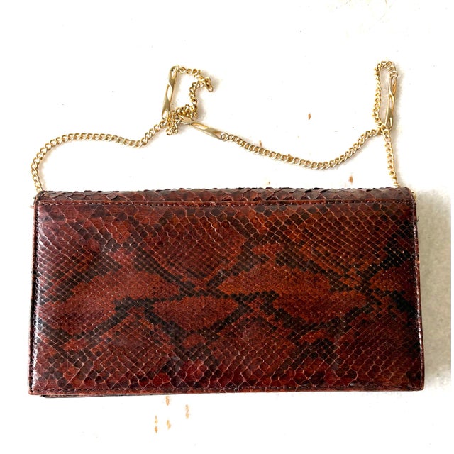Rare Vintage Pierre Cardin snake skin purse with chain