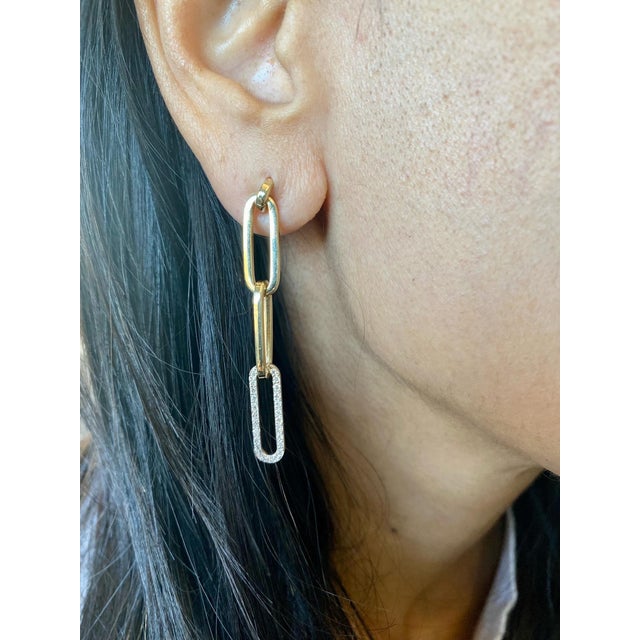 0.37 Carat Diamond 14 Karat Yellow Gold Paperclip Earrings These on trend, yet classic earrings are sure to be a great...
