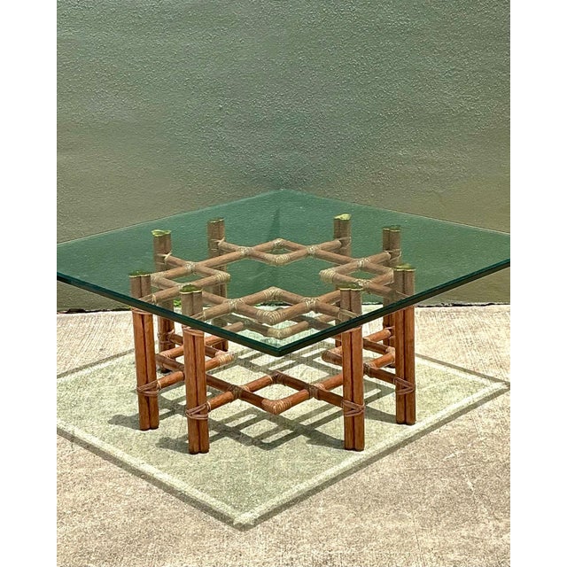 Vintage McGuire Wrapped Rattan Coffee Table For Sale - Image 14 of 17
