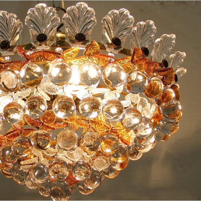 Ceiling Lamp with Glass Leaves and Spheres, 1970s For Sale - Image 10 of 11