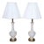 Mid 20th Century Pair of Vintage White Crackle-Glaze Table Lamps With Pleated Shades – 35” For Sale