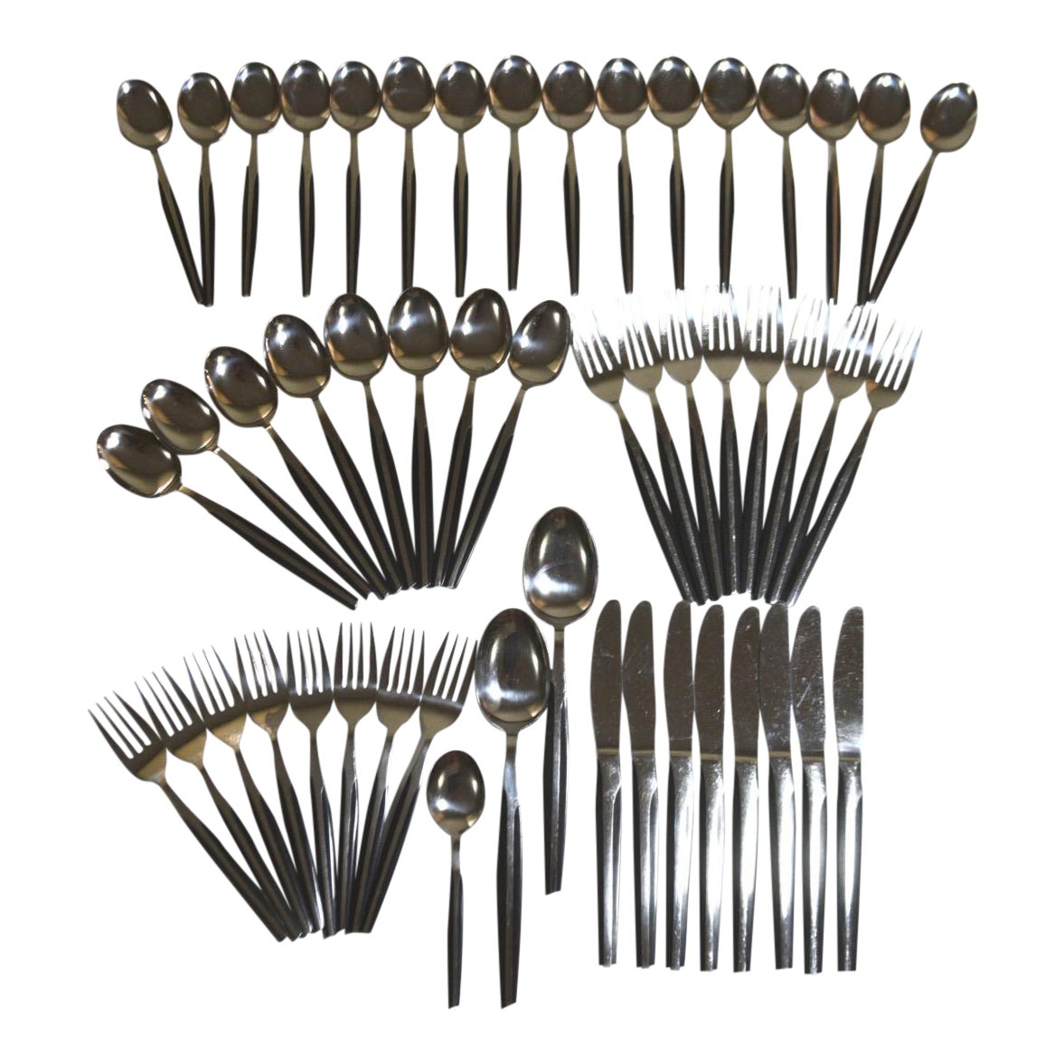 1950s MidCentury Modern Eldan Black and Stainless Steel Flatware 8