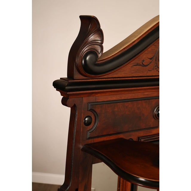 Antique American Renaissance Revival Walnut Mirrored Etagere Hall Tree For Sale - Image 18 of 18