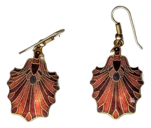 Cloisonné Art Deco Style Phoenix Dangling Earrings, a Pair