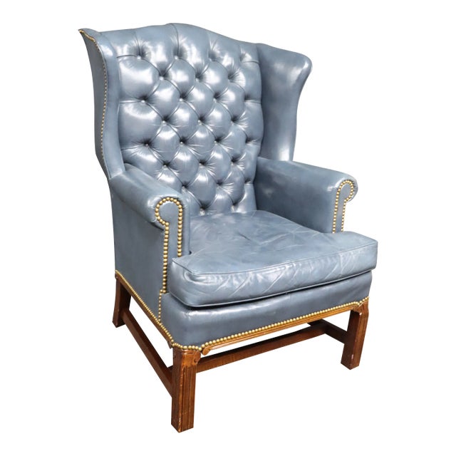 Leathercraft Tufted Wingback Chair For Sale
