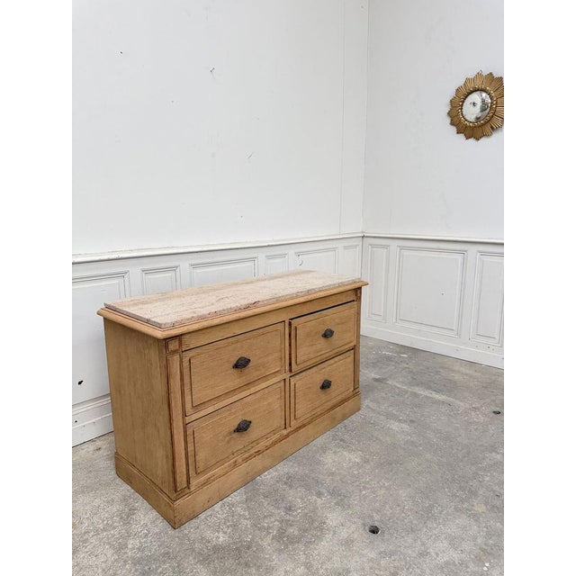 Tan Marble and Oak Counter, 1900 For Sale - Image 8 of 10