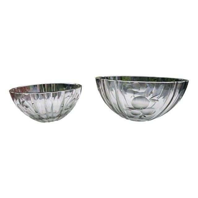 Art Deco Glass Serving Dishes from Hadeland Glassworks, 1930s, Set of 2 For Sale