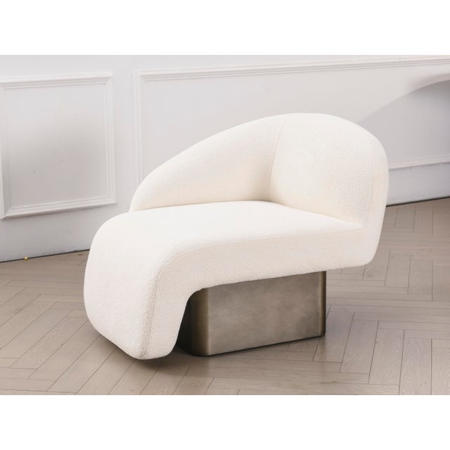 Kaia Modern White Boucle Right Arm Accent Chair For Sale - Image 4 of 11