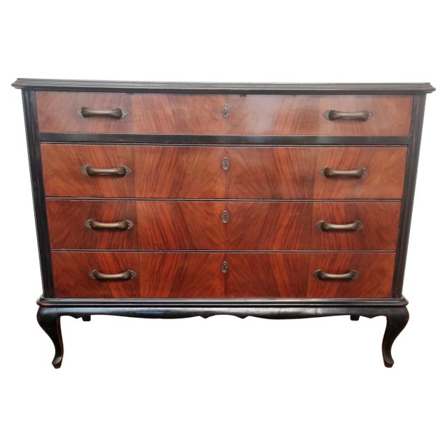 Mid-Century Modern Italian Wood & Brass Chest of 4 Drawers For Sale - Image 9 of 9