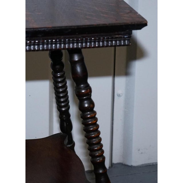 Antique Victorian Tiger Oak Side Table with Cast Iron Feet For Sale - Image 17 of 18