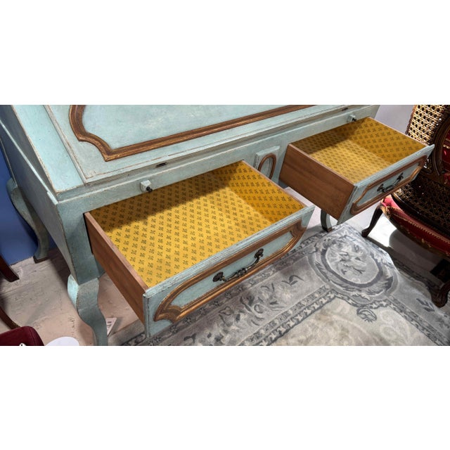 Robin's Egg Blue Minton Spidell French Louis XV Secretary Desk Cabinet For Sale - Image 8 of 16