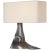 Anne-Marie Barton by Visual Comfort Signature Terra-Forma 23" Left Table Lamp in Museum Pewter with Bouclé Shade For Sale