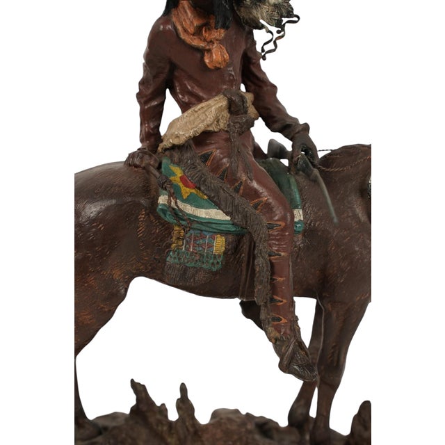 Early 20th Century Carl Kauba Austrian Vienna Bronze Sculpture of Indian Warrior on Horseback For Sale - Image 5 of 7