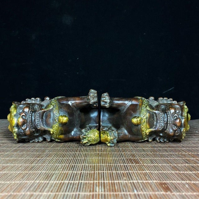 Vintage Pair of Chinese Gilt Bronze Guardian Lions (Foo Dogs) For Sale - Image 10 of 10