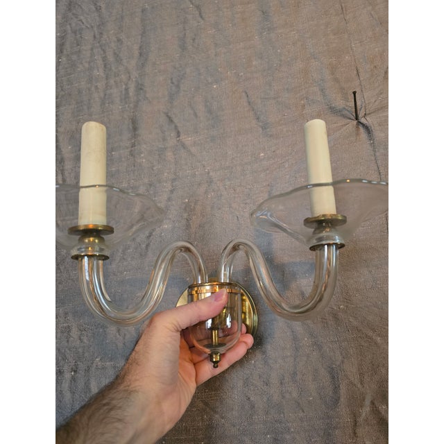 Mid Century Murano Style Venetian 1950s Pair Sconces For Sale - Image 13 of 16