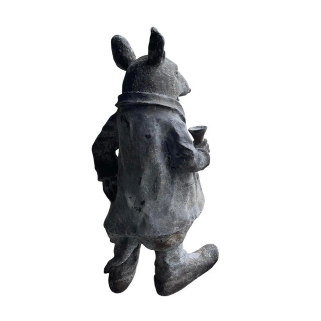 Vintage Cast Iron Anthropomorphic Gentleman Dandy Mouse Garden Statue For Sale In West Palm - Image 6 of 12