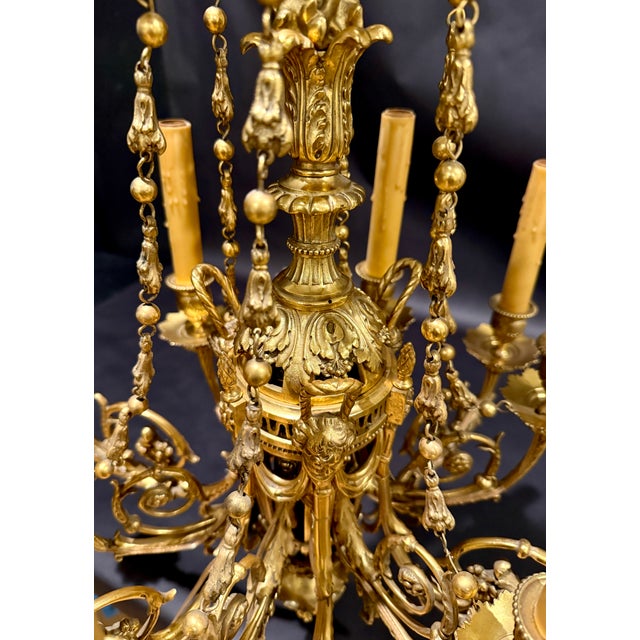 Gold 19th-Century Louis XVI Gilt Bronze Twelve-Light Chandelier For Sale - Image 8 of 9
