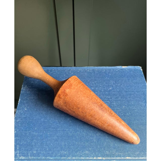 Antique Large Handcrafted Wood Cone Pestle For Sale - Image 4 of 5