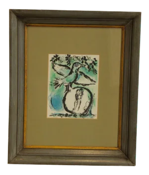Chagall "The Green Bird" or "L'oiseau Vert" Color Lithograph Framed Art Print