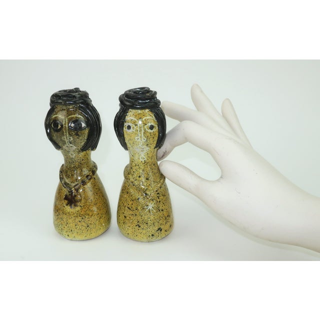 Ceramic Figural Salt & Pepper Shakers Attributed to Alfaraz Pottery, a Pair For Sale - Image 10 of 11