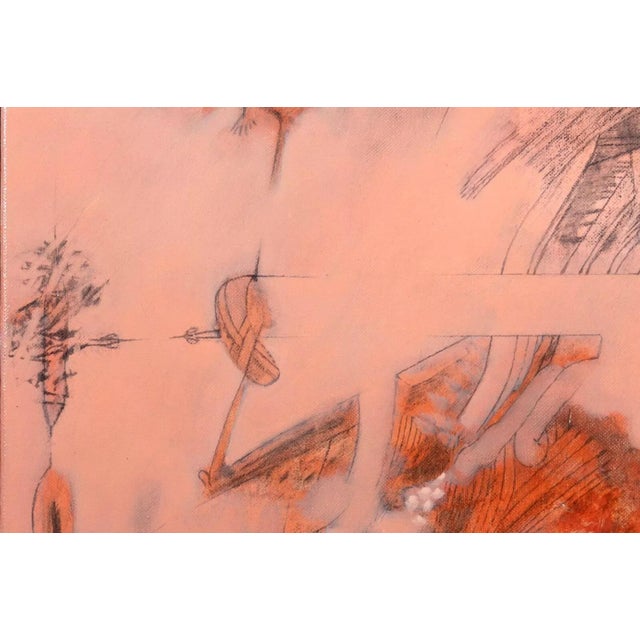 Julio daCuhna Signed Abstract Pink Figurative Oil Painting on Canvas 2009 For Sale - Image 9 of 11