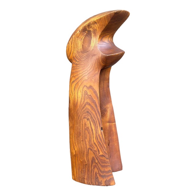 Mid-Century Modern Carved Teak Wood Abstract Wooden Sculpture For Sale