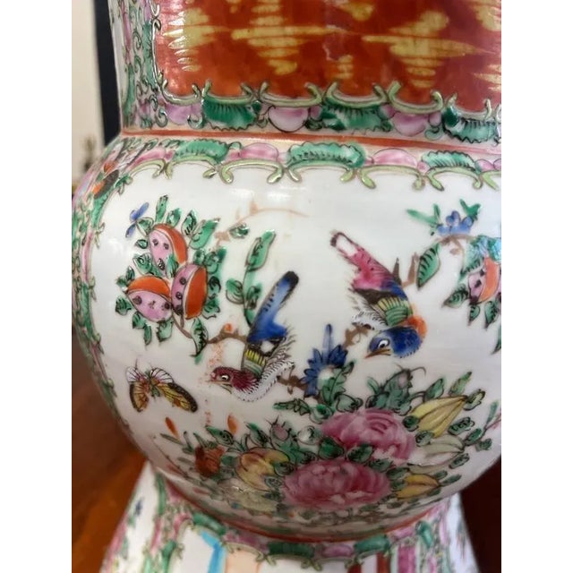 Off-white Antique 19th Century Chinese Porcelain Rose Medallion Vase For Sale - Image 8 of 18