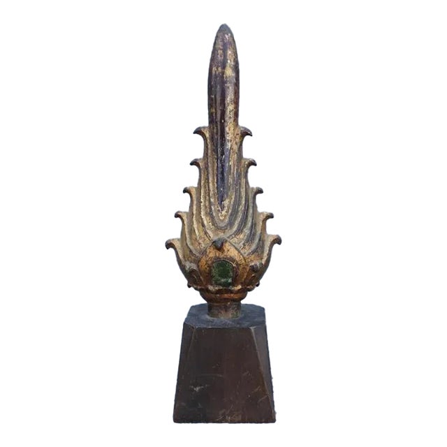 Gilt Bronze Buddhist Temple Figure: Enlightened Flame Finial - Siraspata Sculpture For Sale