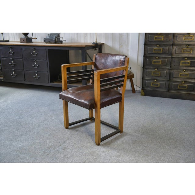 Modern Leather Armchair, 1940s For Sale - Image 4 of 10