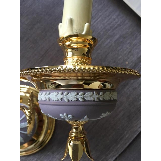 Postmodern Brass Porcelain Wall Lights, Italy, 1970s, Set of 2 For Sale - Image 4 of 18