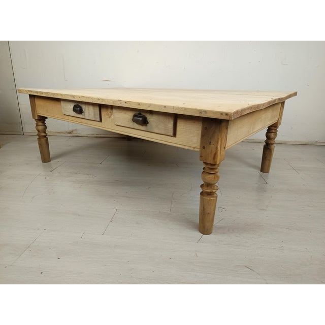 Antique farmhouse table in stripped, raw solid ash.